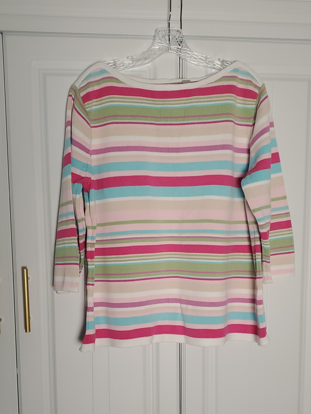 Liz Claiborne Multicolor Striped Boatneck Long Sleeve Knit Sweater